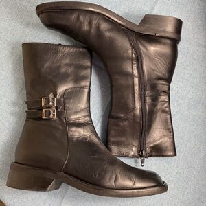 Via Mya black mid-calf leather boots size 6.5/7